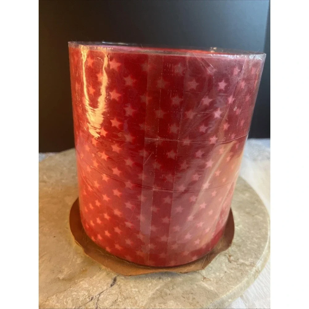 Vintage Berwick Red Velvet Red Star Embossed Floral Craft Ribbon 6